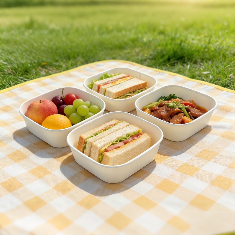 Meal Prep Bowl - Tazón de papel blanco cuadrado para