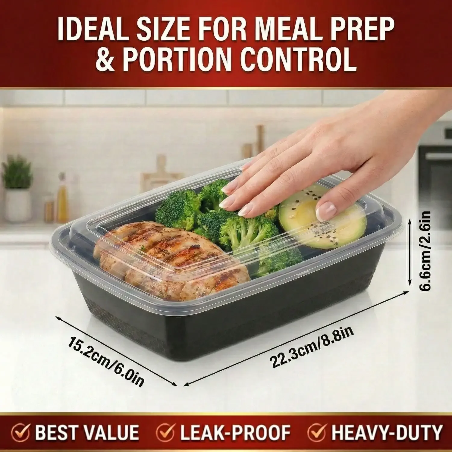 10/100 unidades de recipientes - Meal Prep Kitchen reseña y precio